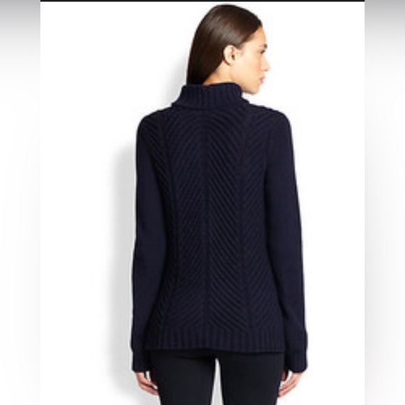 Vince-Yak Wool Chevron Knit Turtleneck Sweater. - Picture 2 of 7